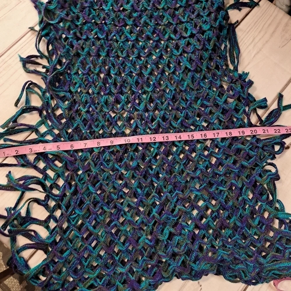 3 FOR $12 SALE Shimmering Open Lattice Look Infinity Scarf With Fringe